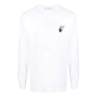 Biały T-shirt męski Off-White z długim rękawem i wzorem strzałek