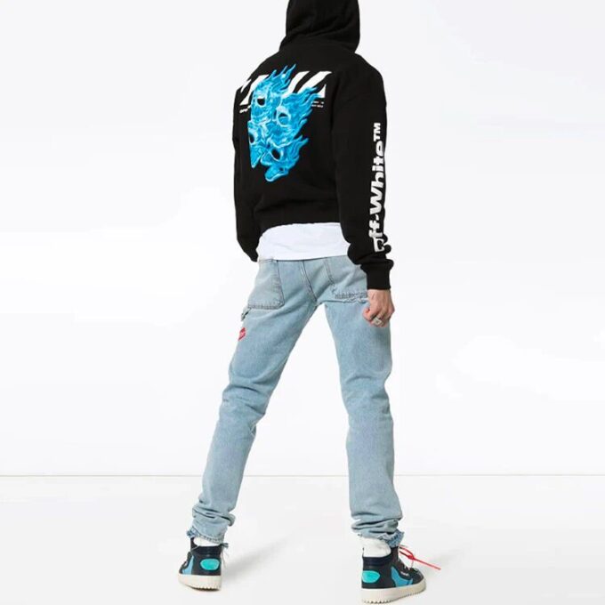 C/O Virgil Abloh Męska czarna bluza z nadrukiem czaszek