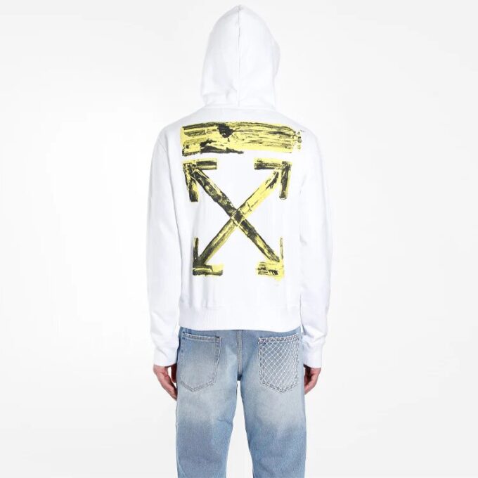C/O Virgil Abloh Męskie białe spodnie slim z akrylovymi Arrows