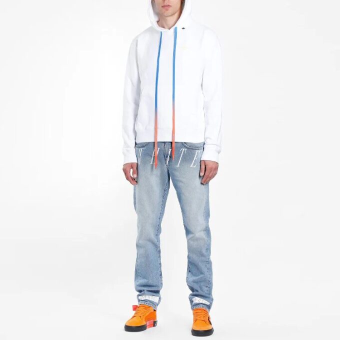 C/O Virgil Abloh Męskie białe spodnie slim z akrylovymi Arrows