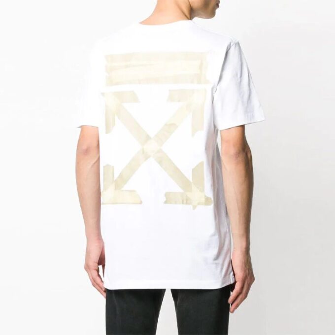 C/O Virgil Abloh Męskie białe spodnie z Tape Arrows, wąski krój