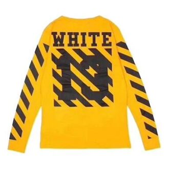 C/O VIRGIL OW 13 Koszulka z długim rękawem w paski z alfabetem, unisex, żółta