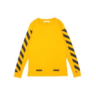 C/O VIRGIL OW 13 Koszulka z długim rękawem w paski z alfabetem, unisex, żółta