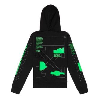 Czarna bluza z kapturem z kolekcji SS20, z rysunkiem strzałek z tyłu, męska, z logo, o standardowym kroju