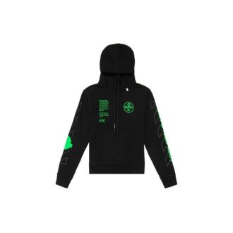 Czarna bluza z kapturem z kolekcji SS20, z rysunkiem strzałek z tyłu, męska, z logo, o standardowym kroju