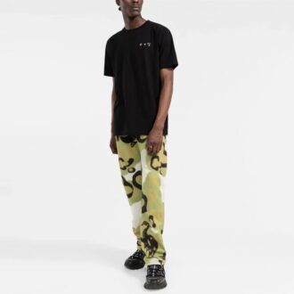 Czarna koszulka męska Off-White FW21 z okrągłym dekoltem i krótkimi szortami z logo na piersi