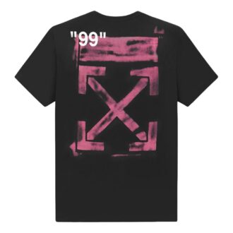 Czarna koszulka męska Off-White z krótkim rękawem i luźnym krojem w strzałki