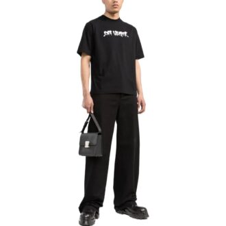Czarna koszulka męska Off-White z krótkim rękawem z nadrukiem alfabetu z kolekcji SS22