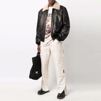 Czarna męska kurtka typu aviator Off-White o luźnym kroju