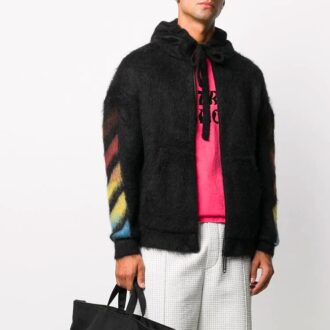Czarna męska kurtka z kapturem Off-White z nadrukiem