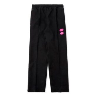 Czarne spodnie sportowe w stylu retro z gumowym logo