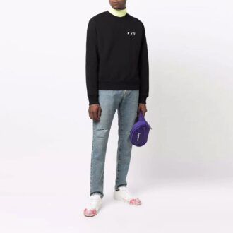 Czarny sweter z okrągłym dekoltem i logo Off-White dla mężczyzn z kolekcji FW21