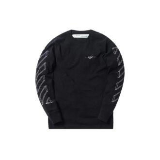 Czarny T-shirt z długim rękawem Off-White dla mężczyzn z nadrukiem 3D w kształcie strzały