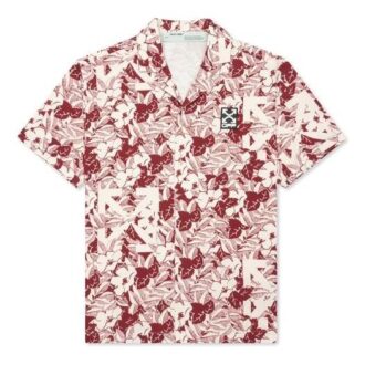 Czerwona koszulka męska Off-White z krótkim rękawem C/O VIRGIL ABLOH Flowers