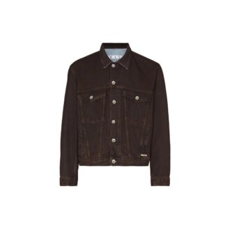 Denim Jacket with Arrow Print Long-Sleeve Men’s Dark Blue Jeans Jacket