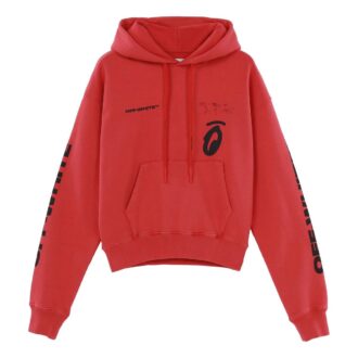 FW19 Bluza z kapturem z nadrukiem rozdzielonych strzał, oversize, graffiti, męska, czerwona