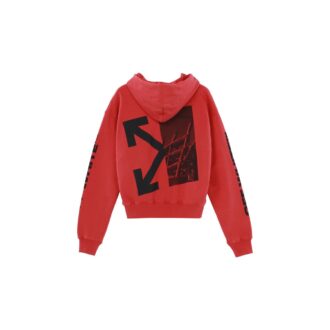 FW19 Bluza z kapturem z nadrukiem rozdzielonych strzał, oversize, graffiti, męska, czerwona