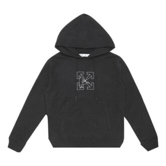 FW20 Bluza z kapturem z haftem dla mężczyzn, czarna