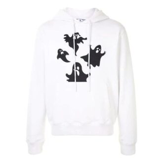 FW20 Bluza z kapturem z nadrukiem Ghost dla mężczyzn, biała