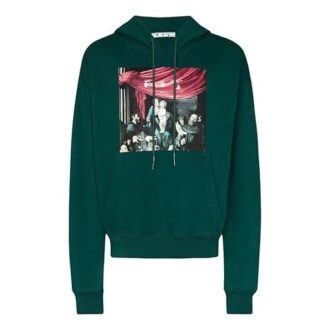 FW20 Caravaggio Luźny sweter z kapturem dla mężczyzn, zielony
