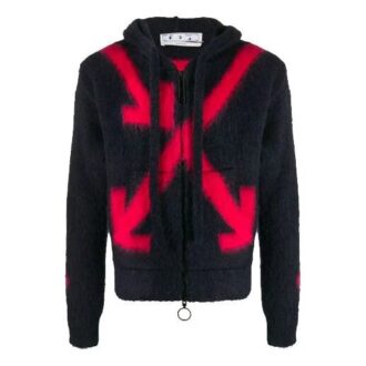 FW20 Fuzzy Arrows Sweter z kapturem i długim rękawem dla mężczyzn, czarny