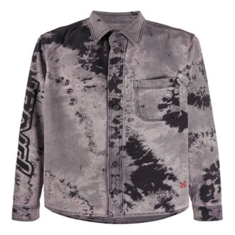 FW20 Koszula Denim z logo strzałki z tyłu, barwiona metodą tie-dye, męska, czarna