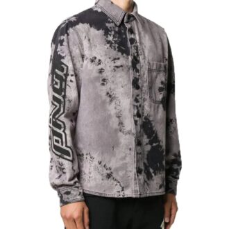 FW20 Koszula Denim z logo strzałki z tyłu, barwiona metodą tie-dye, męska, czarna