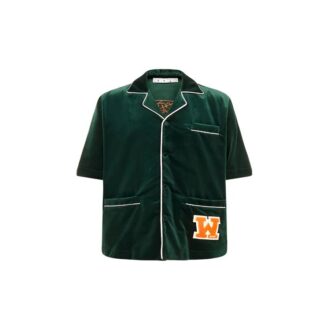 FW20 Koszula z krótkim rękawem Koszula z krótkim rękawem z aksamitu Męska Zielona