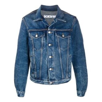 FW20 Kurtka Denim z nadrukiem dla mężczyzn, granatowa