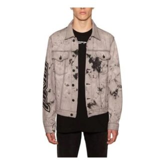 FW20 Kurtka Denim z nadrukiem tie-dye dla mężczyzn, szara