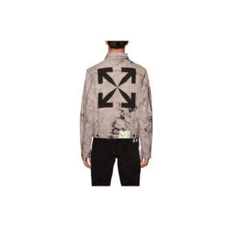FW20 Kurtka Denim z nadrukiem tie-dye dla mężczyzn, szara