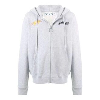 FW20 Kurtka z kapturem i nadrukiem logo, zapinana na zamek, męska, szara