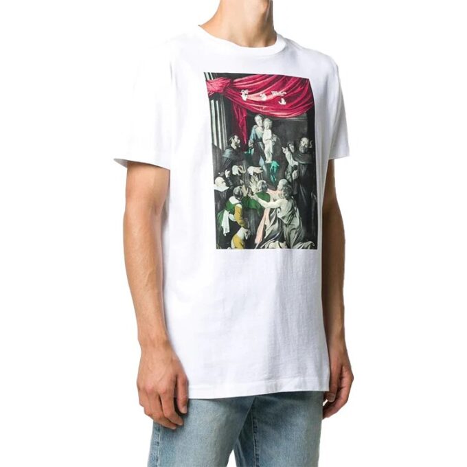 FW20 Męska biała bluza z nadrukiem Caravaggio