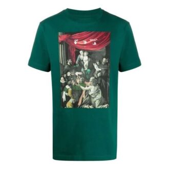 FW20 Męska bluza z kapturem z nadrukiem Caravaggio, zielona