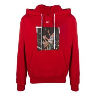 FW20 Męski sweter z kapturem z nadrukiem Pascal, czerwony