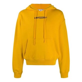 FW20 Męski sweter z kapturem z nadrukiem Workers, żółty