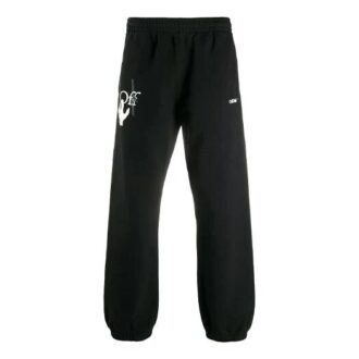 FW20 Spodnie męskie z nadrukiem logo Hand Workers, czarne