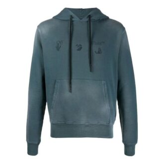 FW20 Zielony sweter z kapturem z aplikacją w stylu fade