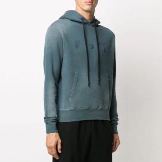 FW20 Zielony sweter z kapturem z aplikacją w stylu fade