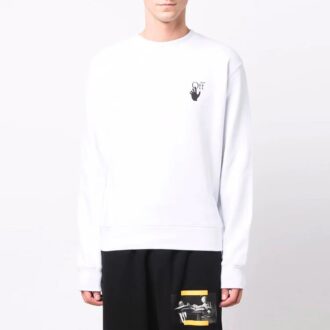 FW21 Bawełniana bluza z okrągłym dekoltem, wersja z krótkim rękawem, biała