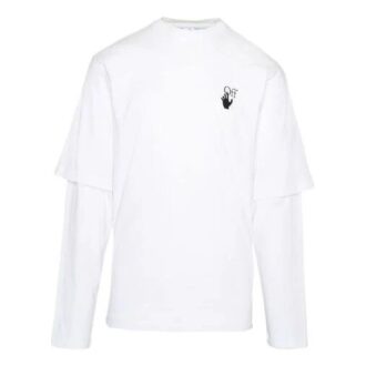 FW21 Biała koszulka z długim rękawem i nadrukiem strzały, wersja standardowa, unisex, biała