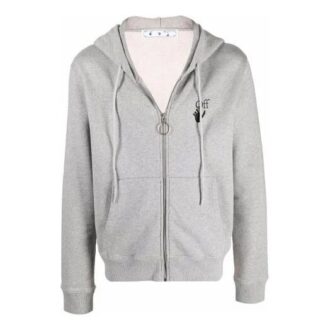 FW21 Bluza z nadrukiem logo, zamkiem błyskawicznym, wersja standardowa, szara