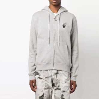 FW21 Bluza z nadrukiem logo, zamkiem błyskawicznym, wersja standardowa, szara
