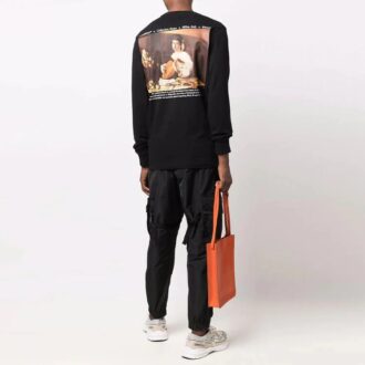 FW21 Caravaggio Painting Jednolity kolor Długie rękawy Wersja standardowa Czarny