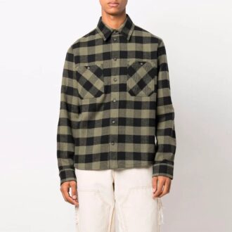 FW21 Koszula flanelowa w kratę z motywem strzałek, luźny krój, żółta