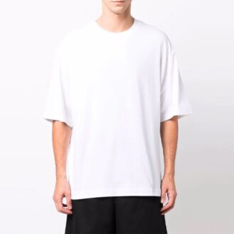FW21 Koszula z krótkim rękawem w luźnym kroju z wzorem logo, biała