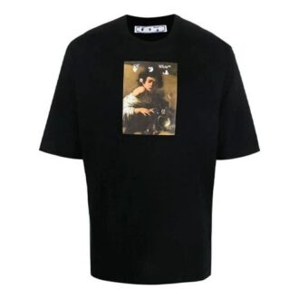 FW21 Koszulka z nadrukiem, okrągłym dekoltem i krótkimi szortami, wersja slim fit, czarna