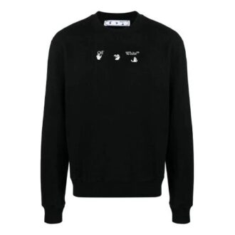 FW21 Koszulka z okrągłym dekoltem, długim rękawem i luźnym krojem, z logo, czarna