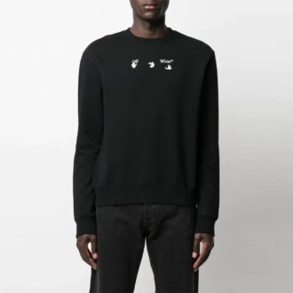 FW21 Koszulka z okrągłym dekoltem, długim rękawem i luźnym krojem, z logo, czarna