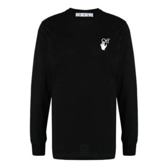 FW21 Koszulka z okrągłym dekoltem i długimi rękawami z logo w strzałki, czarna